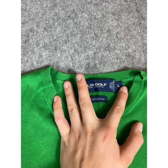 VINTAGE Polo Golf Ralph Lauren Vest Sweater Men Large Green V Neck Pullover Golf - Picture 5 of 5
